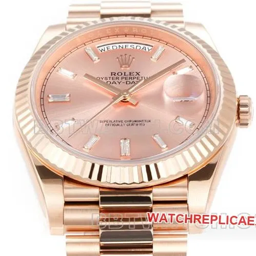 collectible watch Day-DatePPM factory Rolex mechanical pink dial rose goldside live photo