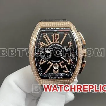 ABF factory Frank Muller top-tier watch V45black dial gold diamond case leather braceletside live photo