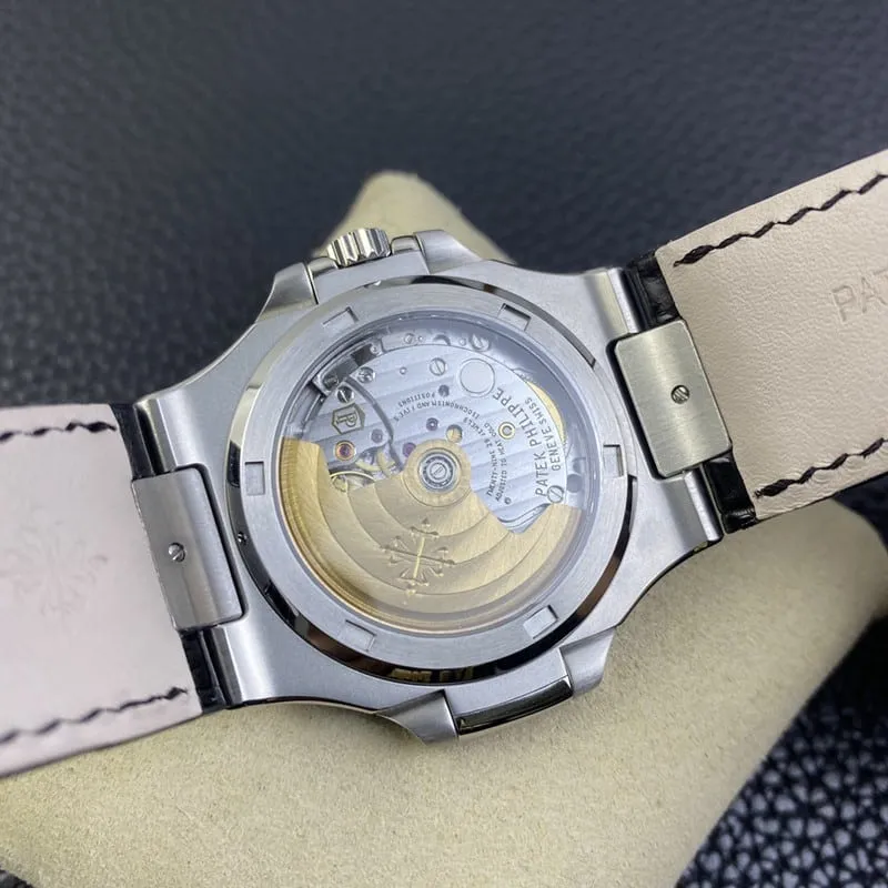 3K Factorytop-tierPatek Philippereplica watch Nautilus324SC ultra-thin mechanical gray plate alligator leather front view