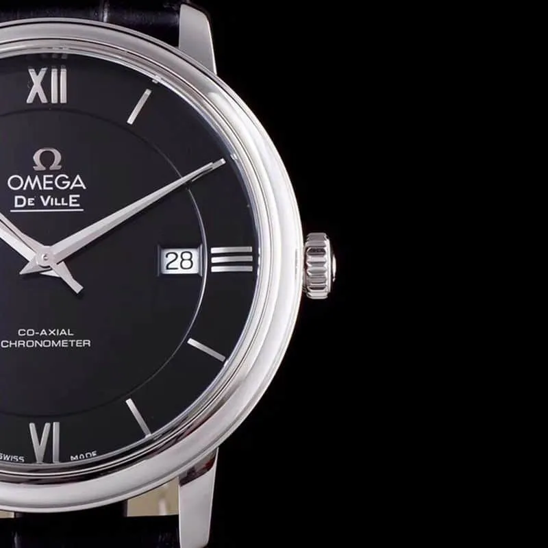 Omegareplica watch disc flying business series men's mechanical ultra-thin watch classic black hot style detail shots