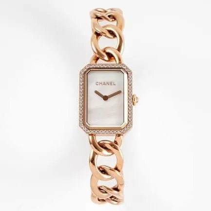 top-tier replicaChanel women's white dialrose goldPremiere series steel bracelet watch front view
