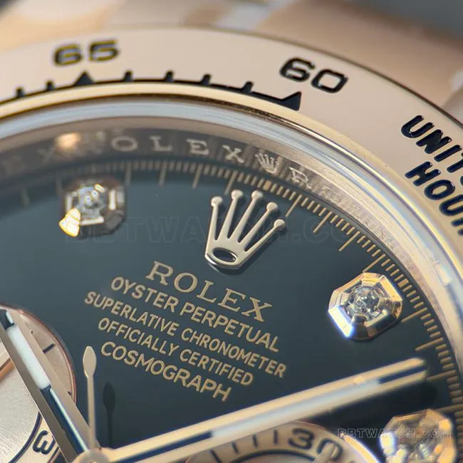 collectible watch RolexCBD factory Daytonarose gold case black dial4130side live photo