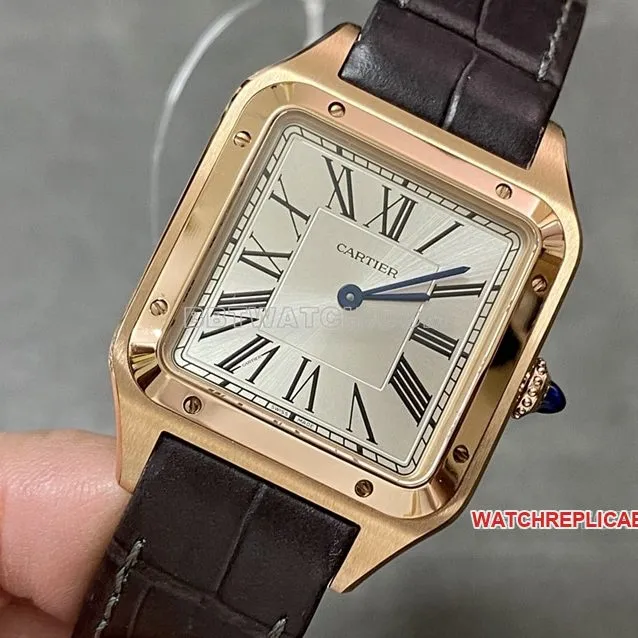 F1 factory Cartier Santos top-tier 1:1high-quality replicasilver dialrose gold medium size WGSA0021caseback live photo