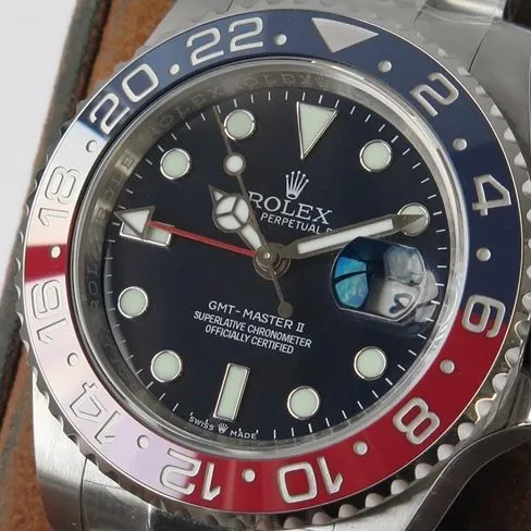 GS factory Rolextop-tier watch men's blue dialsteel bracelet GMT-Master type II GMT series mechanical watch side view