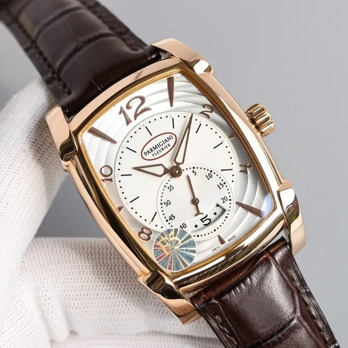 Top-tier watch Parmigiani Fleurier men's gold plate KALPA series fully automatic movementleather strap watch side view