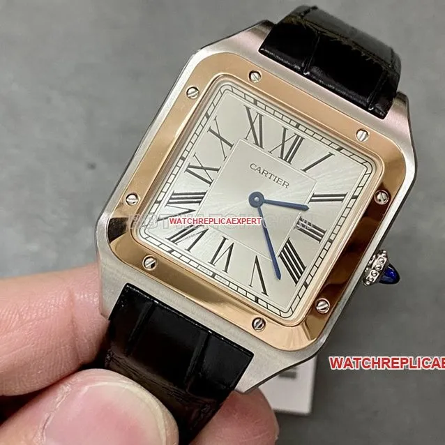 F1 factory Cartier Santos top-tier silver dialrose gold circle large size W2SA0017 front live photo