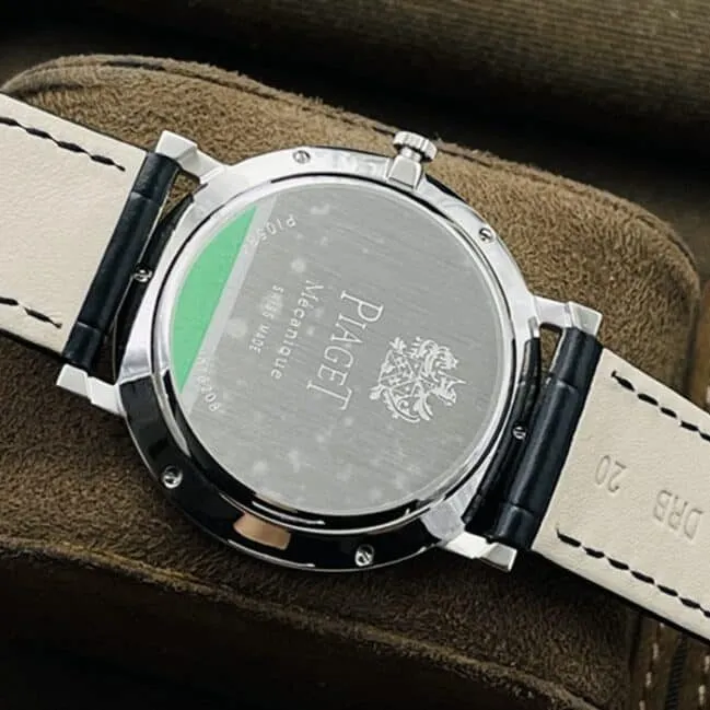 Top collectible watches Piaget Men's White Plate Black Strap Dragon and Phoenix Series Belt Watch Buckle Figure
