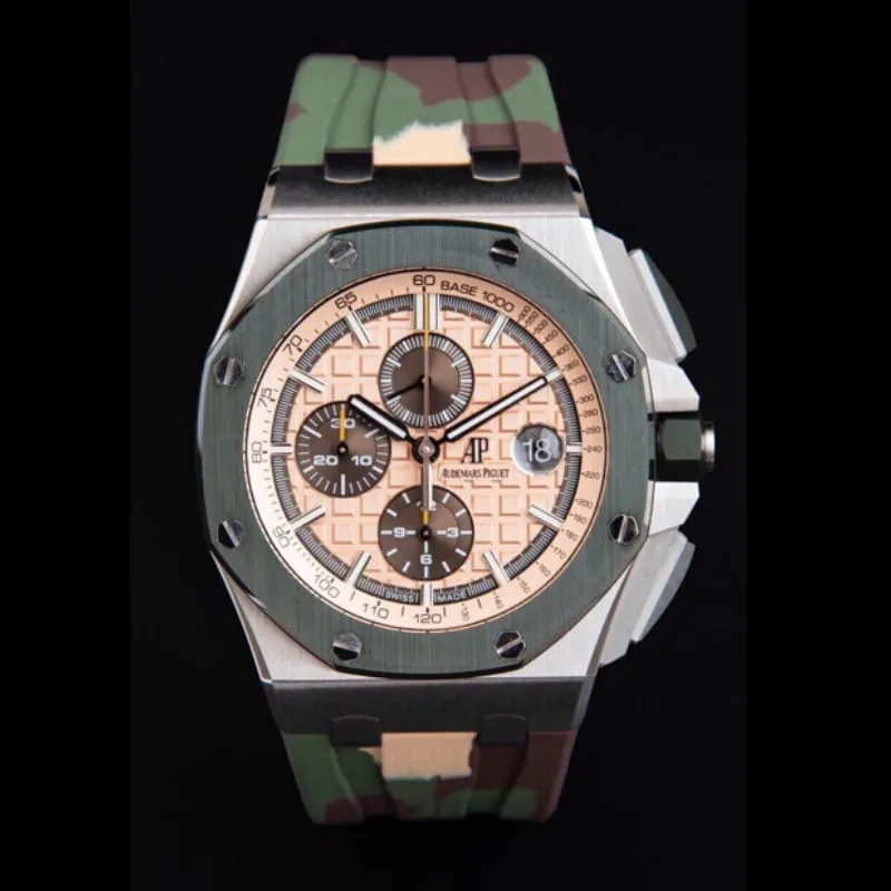 top-tiersuper cloneAPFgreen dialAudemars PiguetRoyal Oak Offshore 26400 top-tier watch movement picture