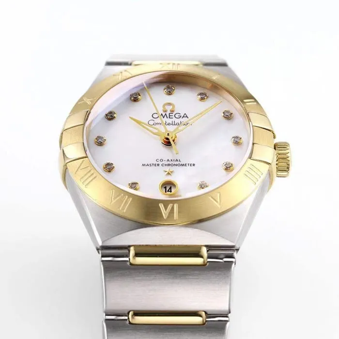 Top collectible watches Omega Women's White Plate Constellation Series Steel Strap Watch Buckle Figure