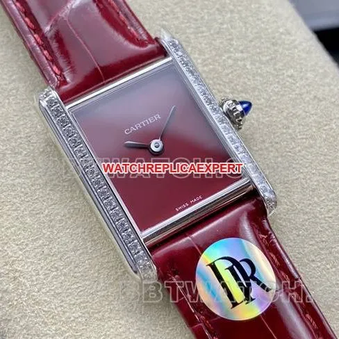 collectible watch DR factory Cartier tank red dial quartz red braceletside live photo