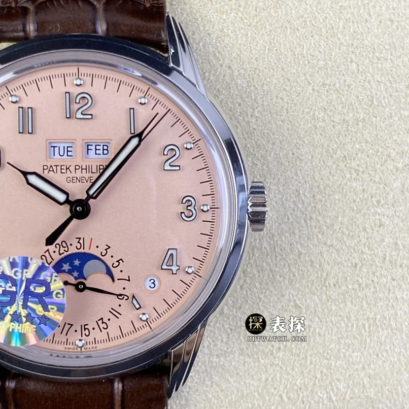 GR factory Patek Philippe super complex timepiece 5320G-011super watch men's rose gold dial leather strap model pictures and prices caseback live photo