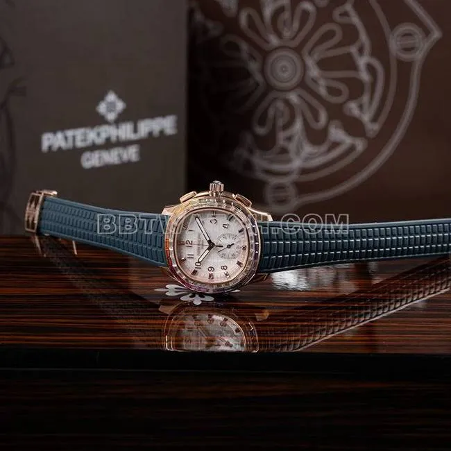 top-tier watch PPM factory Patek PhilippeAquanaut mechanical blue rubber braceletcaseback live photo