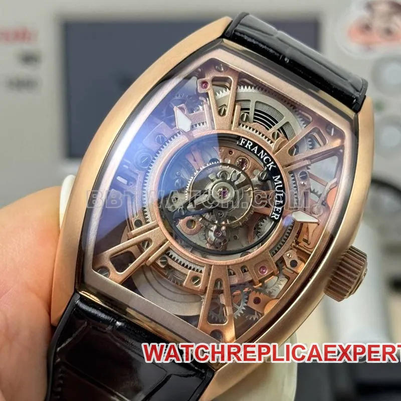 Franck Muller's collectible watch hollow tourbillonleather strap caseback live photo