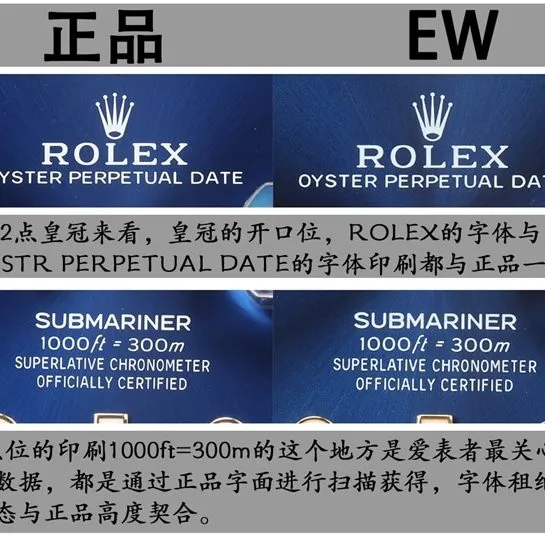 EWRolexSubmariner41replica watch gold and blue Submariner genuine and fake comparison evaluation date display comparison chart
