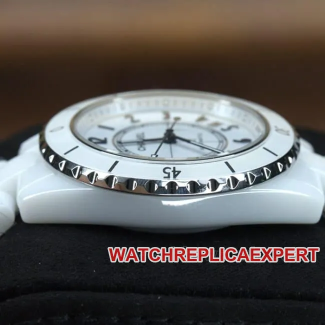 BV Factory Top Chanel J12 Series Ceramic Women's Watch White Plate Rubber Belt Automatic Mechanical Watch Side View