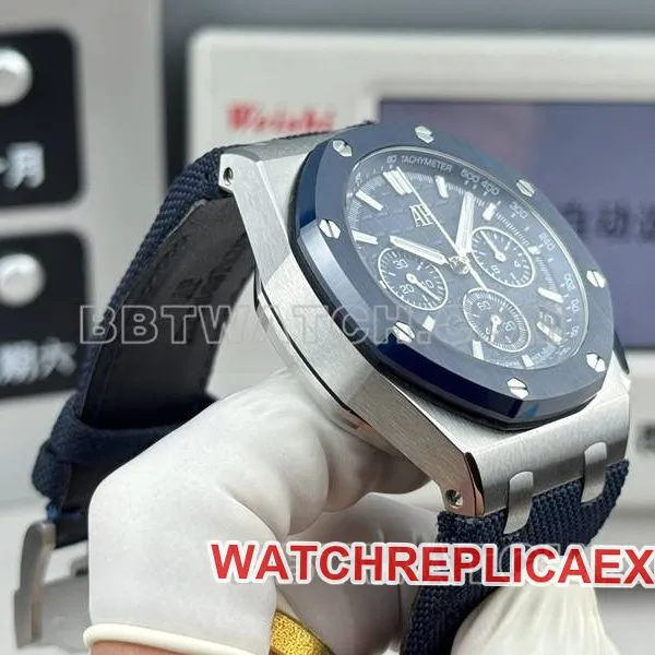 Audemars Piguet1:1replica watch LS factory Royal Oak offshore type 43MM blue dialchronograph mechanical rubber model 26420side live photo