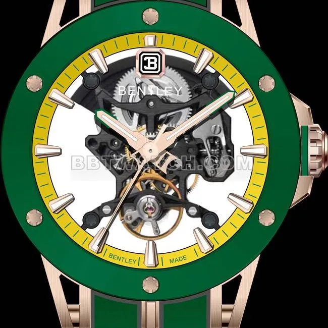 watch Bentley BL-62 peak green rubber braceletfront live photo