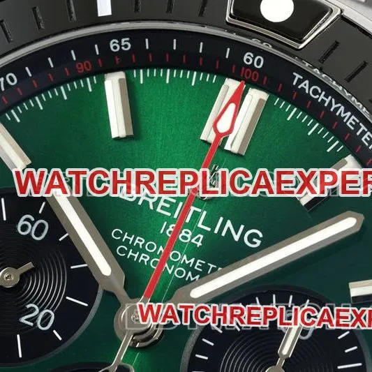 Breitling1:1replica watch TF factory mechanical chronographgreen dial44mmsteel bracelet caseback live photo