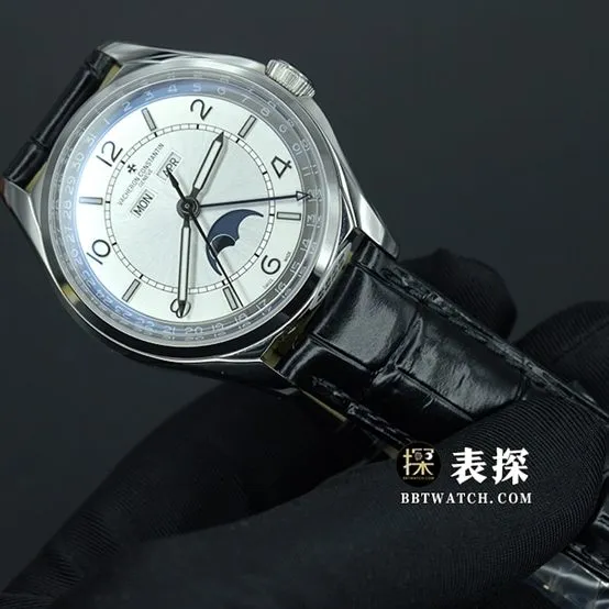 Vacheron Constantin Fifty-Six top watch, men's opalescent gray dial, moon phase, leather strap, pictures and price, back real shot