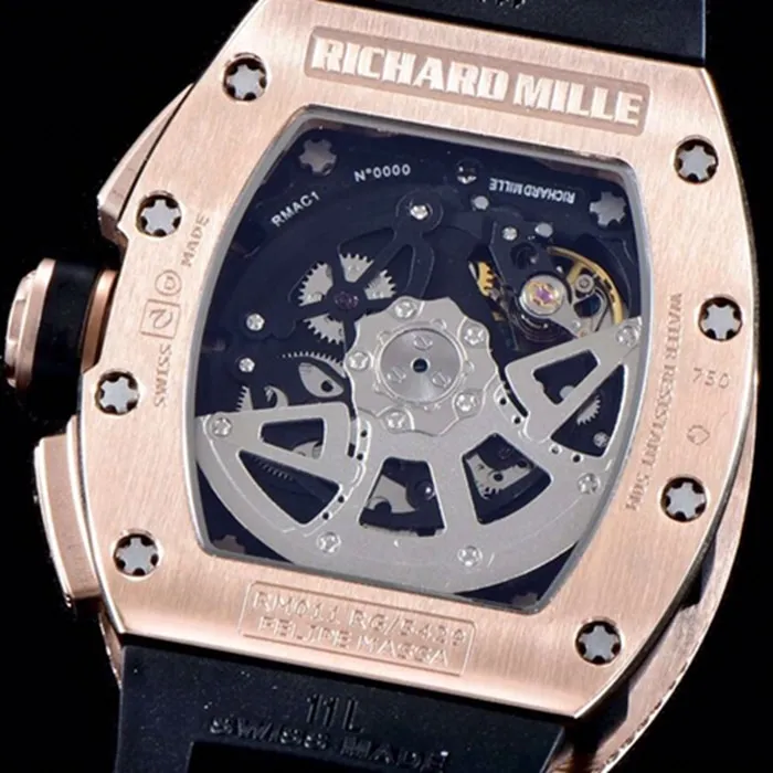 top-tier watch Richard Mille men's black dial automaticchronograph watch clasp picture