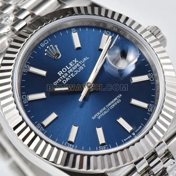 C factory Rolex log super cloneblue dial41mm five row link m126334-0002caseback live photo