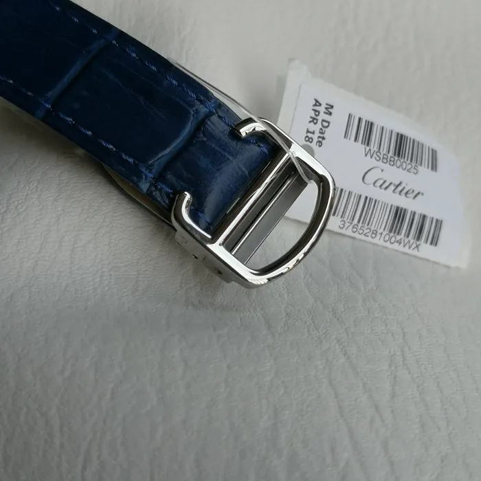 top-tier watch Cartier men's blue dial blue balloon series mechanical leather strap watch side view