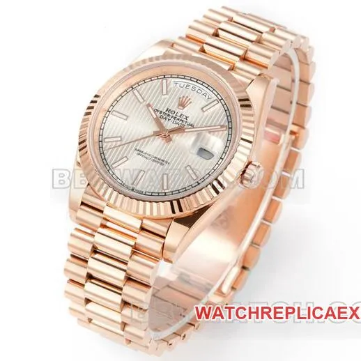 watch Rolexrose goldPPM factory Day-Date mechanical silver dialfront live photo