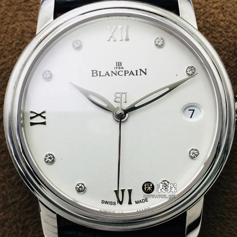 AN FactoryBlancpain classic top-tier watch women's white dialleather strap model pictures and prices side live photo