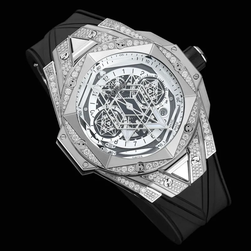 HublotHublotsuper watch new BigBangSangBleuII tattoo men's mechanical watch side view