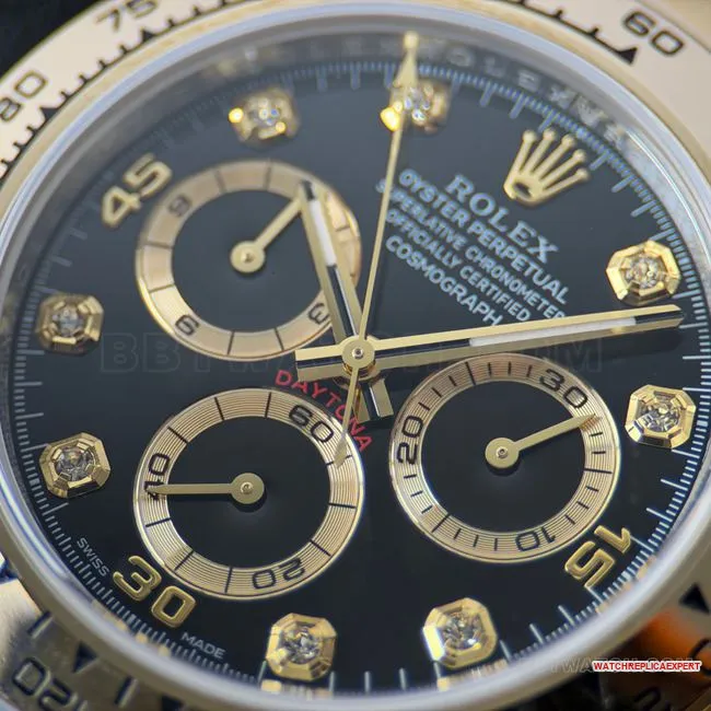 CBD Factory Daytona watch Rolexblack dial gold steel bracelet4130front live photo