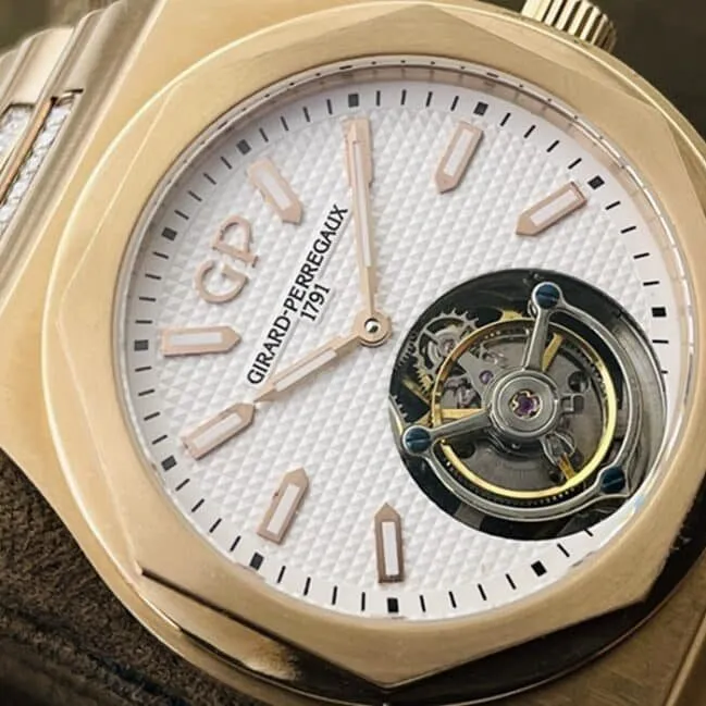 top-tier watch Girard-Perregaux men's white dial gold belt laurel series tourbillon watch movement picture