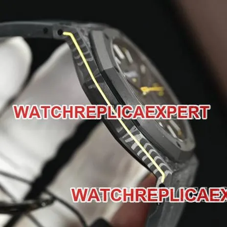 1:1replica watch Royal OakDiW factory Audemars Piguet carbon fiber yellow needle 15500braceletlive photos