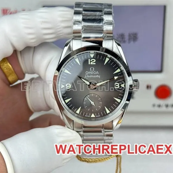 Omega watch Seamaster gray plate 38mm small seconds steel bracelet caseback live photo