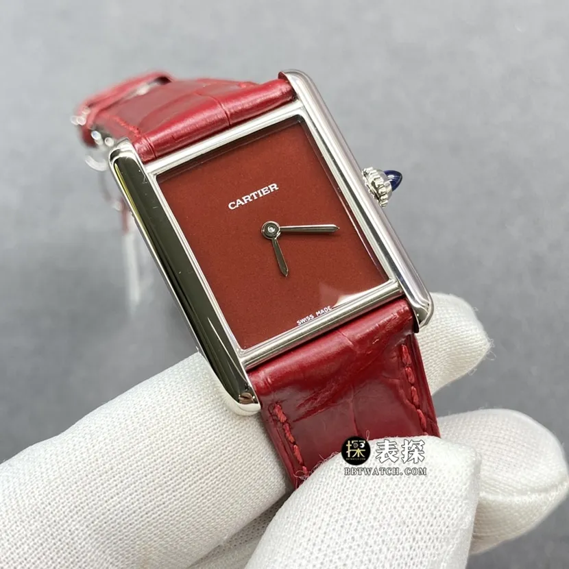 F1 factory Cartier tank watch ladies burgundy dial leather strap model pictures and prices braceletlive photos
