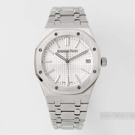 APS factory Audemars PiguetRoyal Oak1:1super clonesilver dialsteel bracelet model 15510ST.OO.1320ST.08front live photo