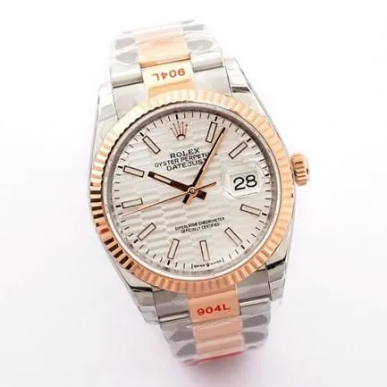 EW Factorytop-tier watch Rolex2021 new men's white dial gold belt Oyster Datejust36 series watch side view