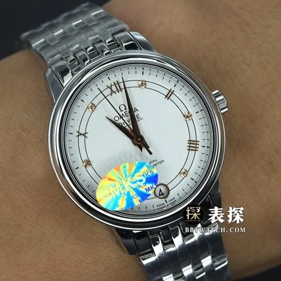 MKS FactoryOmega Die Fei watch women's white dial gold needle steel bracelet model pictures and prices wearing live photos