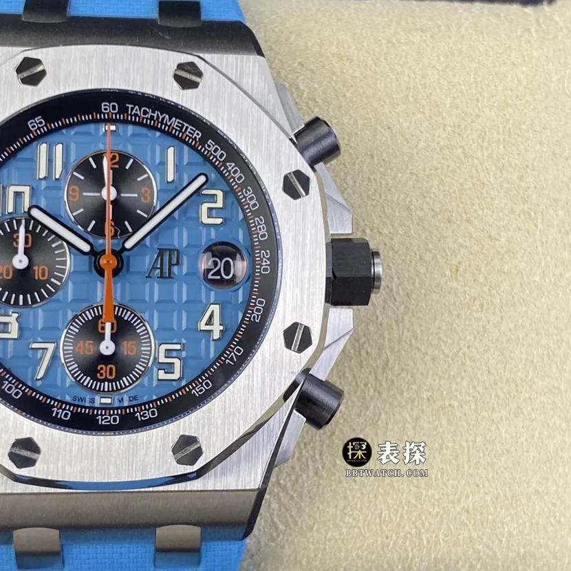 APF factory Audemars PiguetRoyal Oak offshore type 26238super watch men's blue dial rubber model picture and price caseback live photo