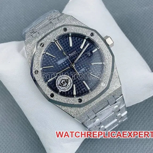 1:1replica watch Royal OakAPS factory Audemars Piguetblue dial frost gold 15410braceletlive photos
