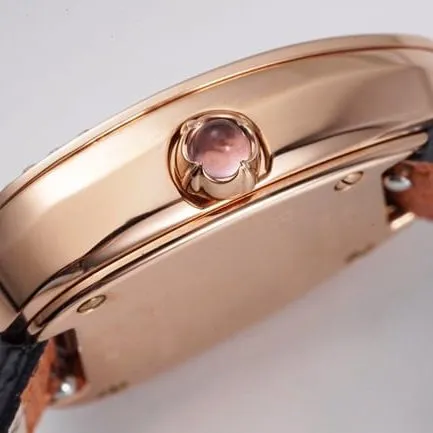 BV factory top-tier watch Bvlgari women's white dial orange belt quartz movementleather strap watch back cover picture