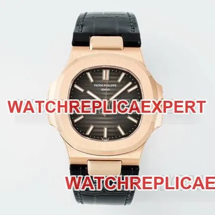 top-tier watch NautilusDDF factory Patek Philippeblack dial leather bracelet5711front live photo