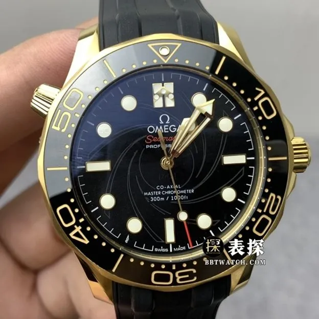 OR factory OmegaSeamaster007top-tier 1:1super watch men's black dial rubber model pictures and prices side live photo