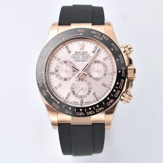 C Factory Daytona Rolex collectible watches day bright gold plate rose gold rubber model m116515ln-0061