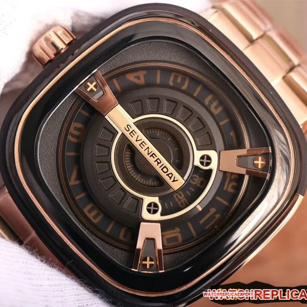 Seven day display five watch SEVENFRIDAY/automatic movementmen's watch Swiss steel bracelet large dialrose gold color clasp picture
