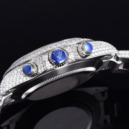 Rolextop-tier watch men's white dialsteel bracelet new universe chronograph Daytona gypsophila 40 series mechanical watch side view