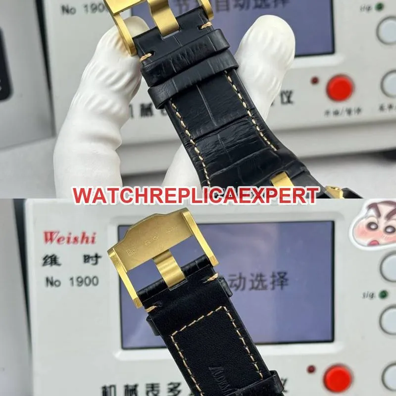 Audemars Piguettop-tier watch LS factory Royal Oak offshore type 43MMblack dial yellow chronograph mechanical rubber model 26420front live photo