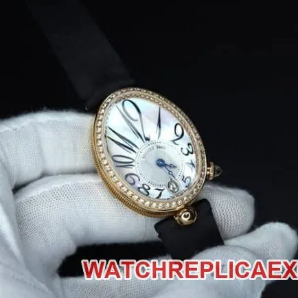 ZF Factorytop-tier watch Breguet Naples ladies' watchwhite dial black belt diamond-set mother-of-pearl full automatic movement watch weight chart