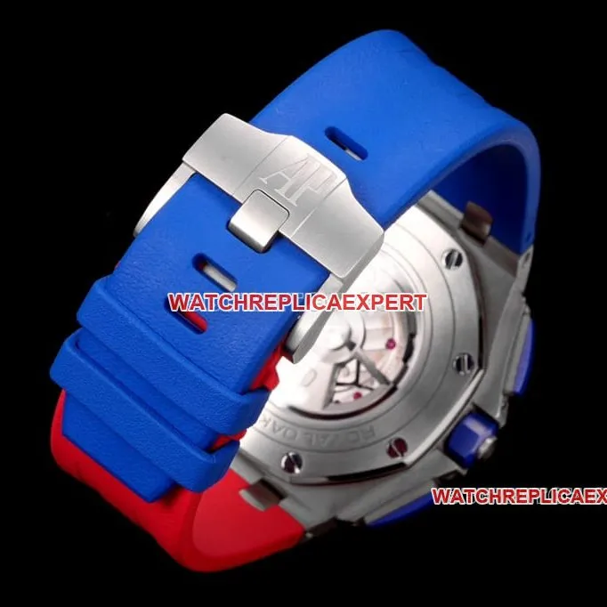 TW factory Audemars PiguetRoyal Oak offshore type 1:1super cloneblue dial red inner bezel26400caseback live photo