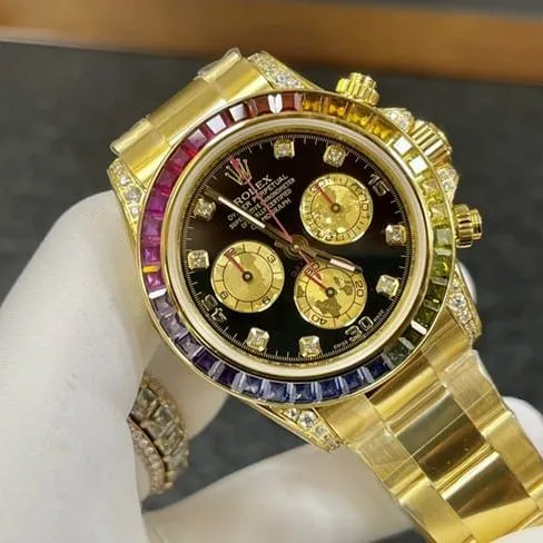 Rolextop-tier watch Rainbow Di men's black dial gold belt automatic movement watch bracelet picture