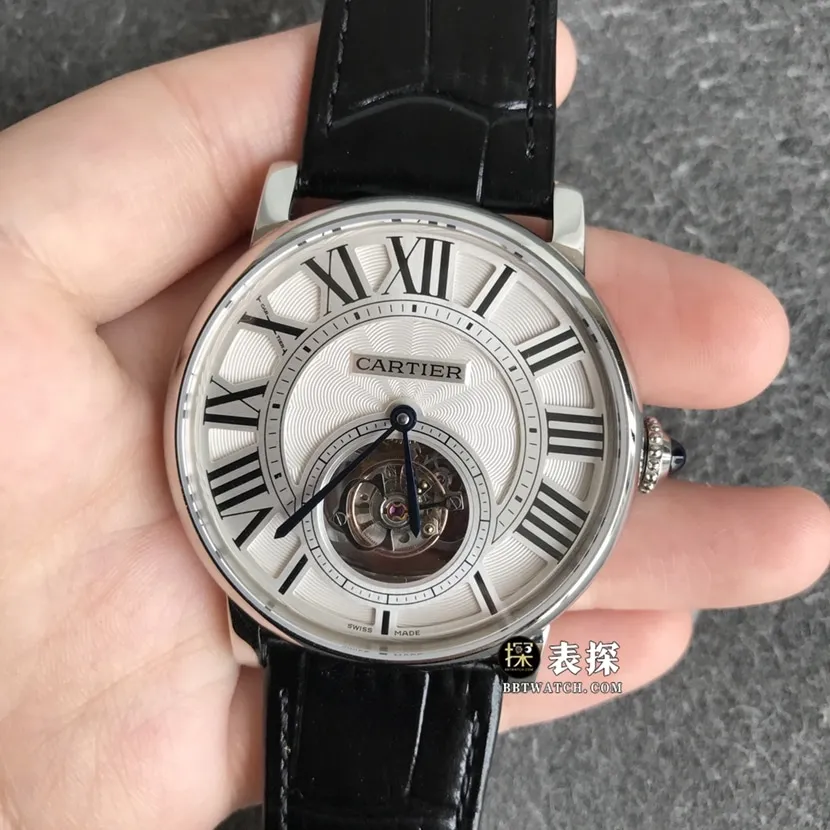 BBR factory CartierW1556216super watch men's silver gray plate tourbillonleather strap model pictures and prices braceletlive photos